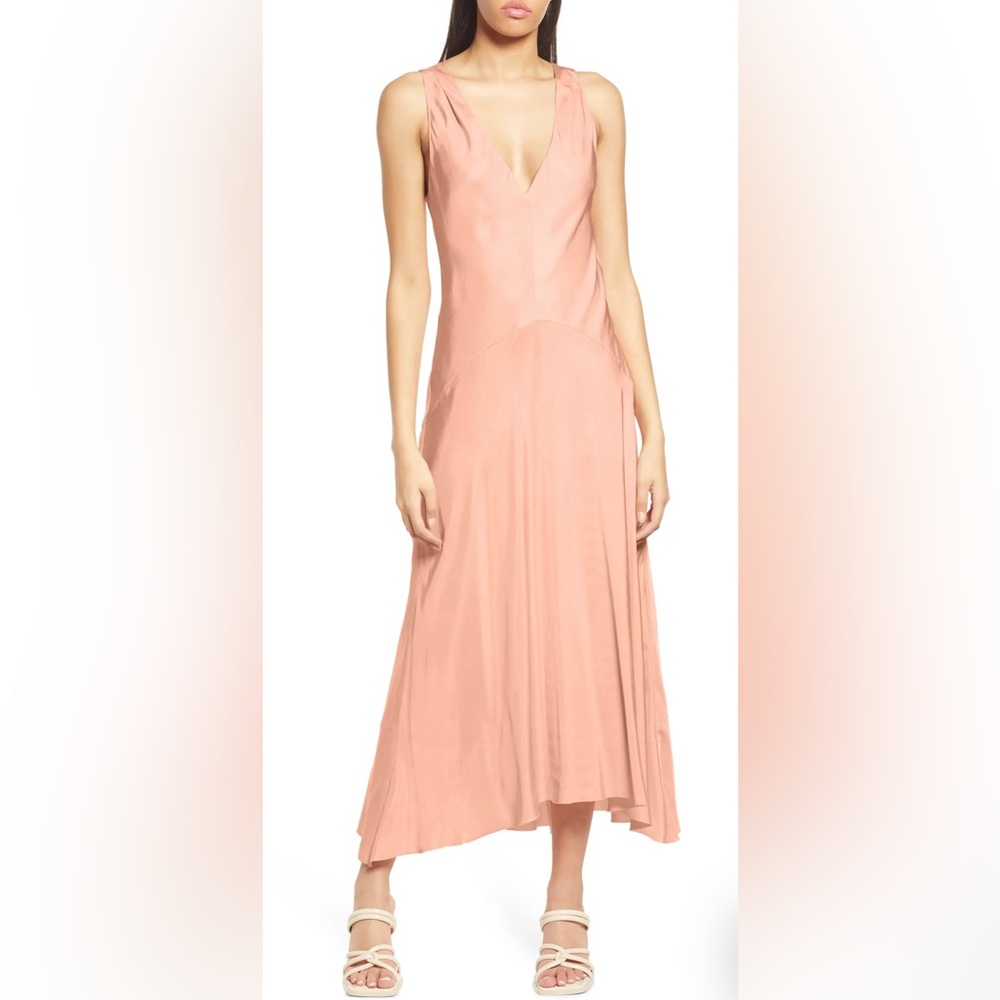 FRAME Savannah Sleeveless Maxi Dress in pink clay